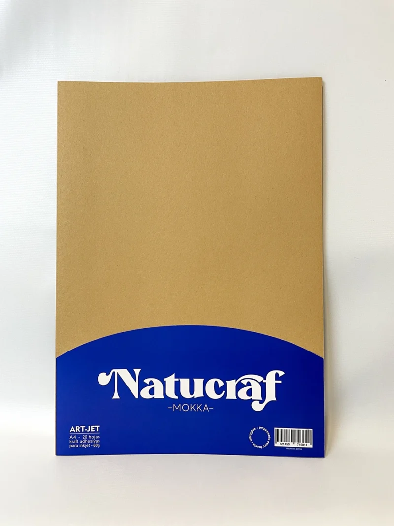 Papel autoadhesivo Natucraf Mokka, 80g, A4, 20 hojas, Art-Jet