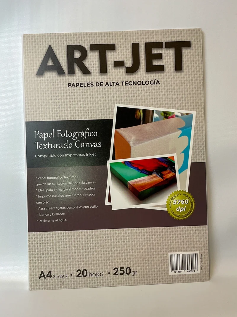 Papel fotografico texturado canvas, 250g, A4, 20 hojas, Art-Jet