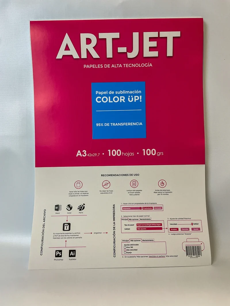 Papel para sublimación específico 100g, A3, 100 hojas